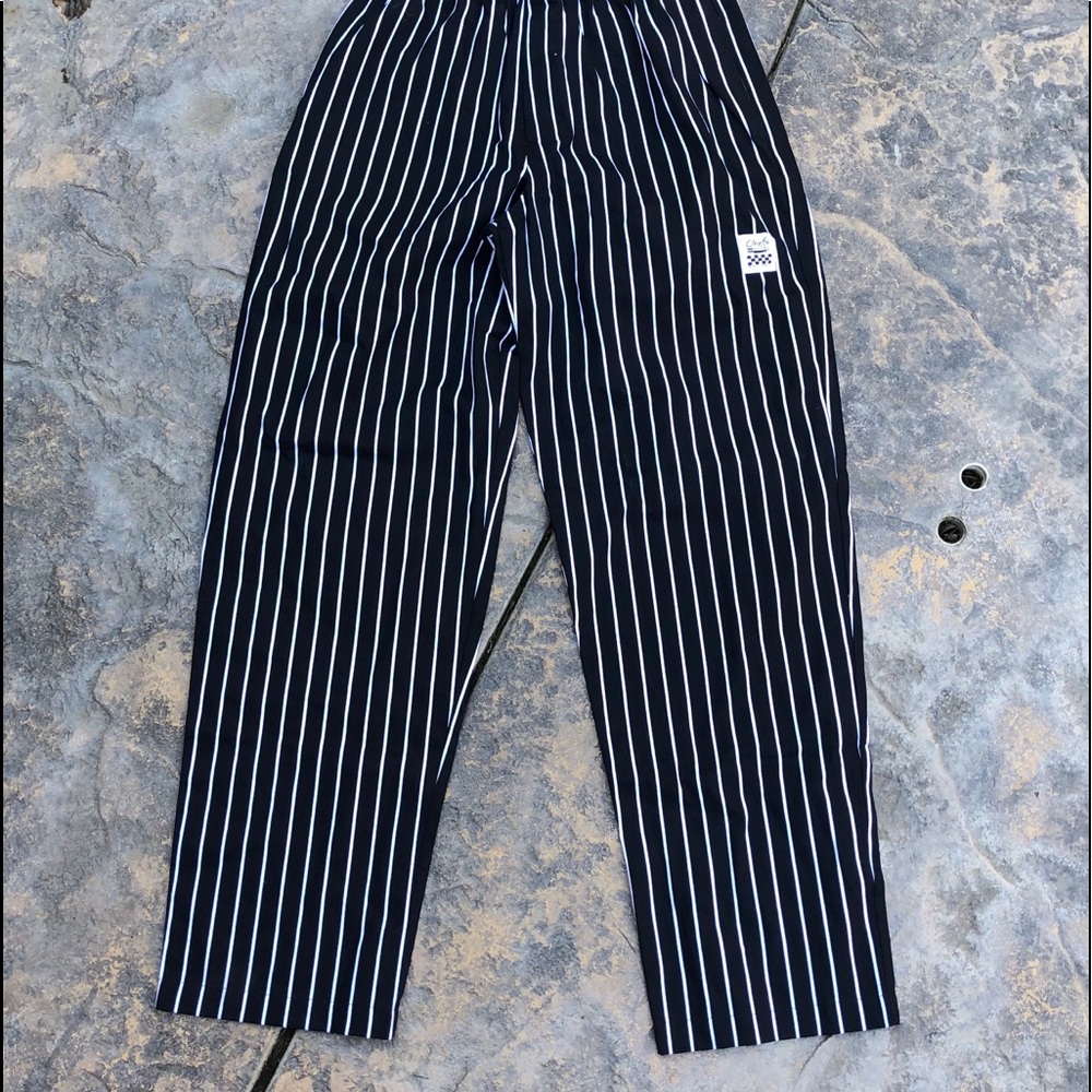Large Cooking Pants Black/White striped